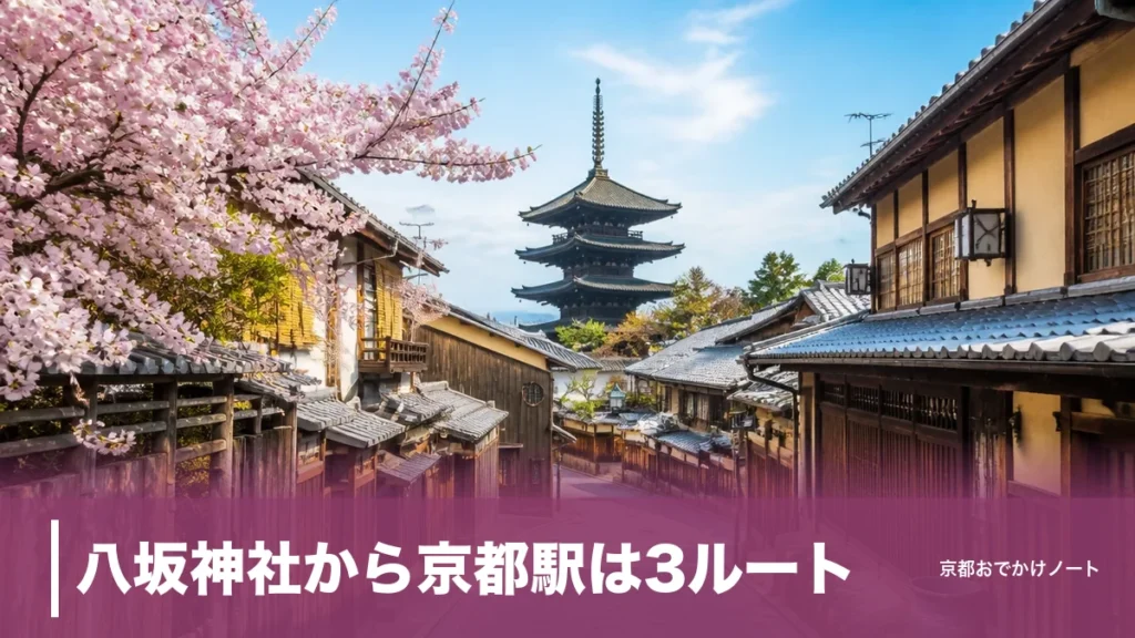 八坂神社から京都駅は3ルート｜平日は市バス230円、土休日はEX100で祇園から帰る段取りのアイキャッチ画像