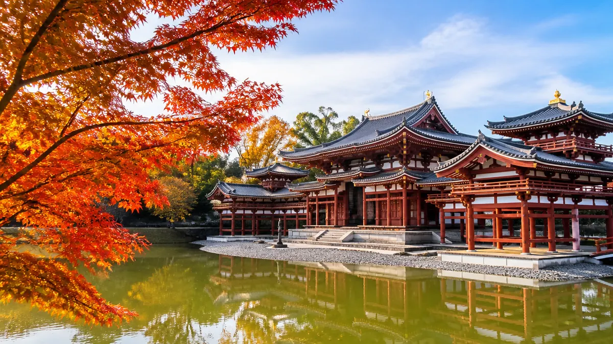 平等院鳳凰堂紅葉は11月中旬〜12月上旬|約200本と内部拝観300円、2026年秋は夜間拝観なしのアイキャッチ画像