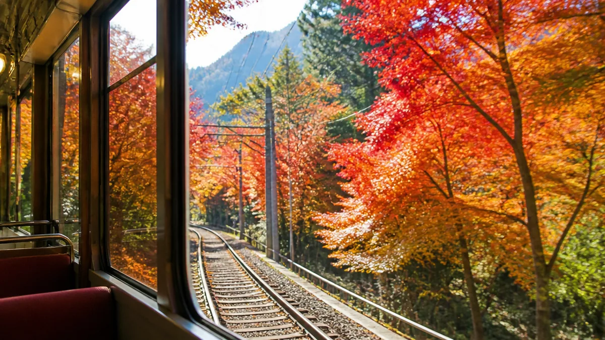 実は紅葉は電車の中から始まる|叡電「もみじのトンネル」の楽しみ方の解説画像