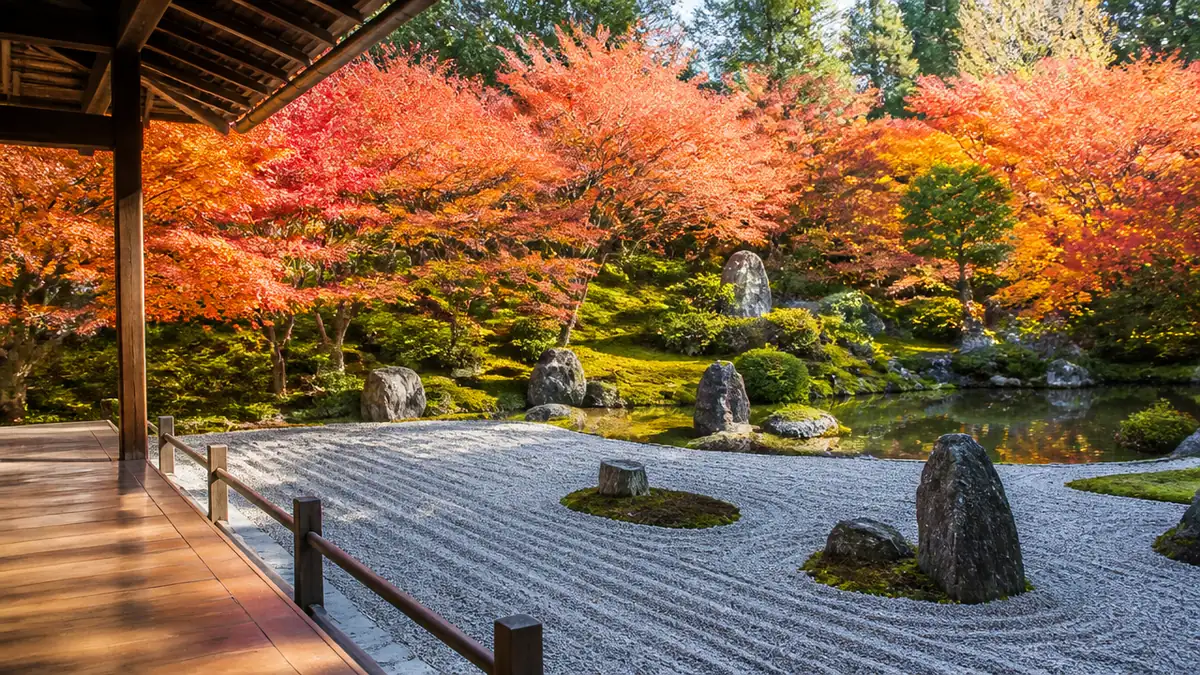 境内のどこで紅葉を見る?石庭・鏡容池・参道を回る順番の解説画像